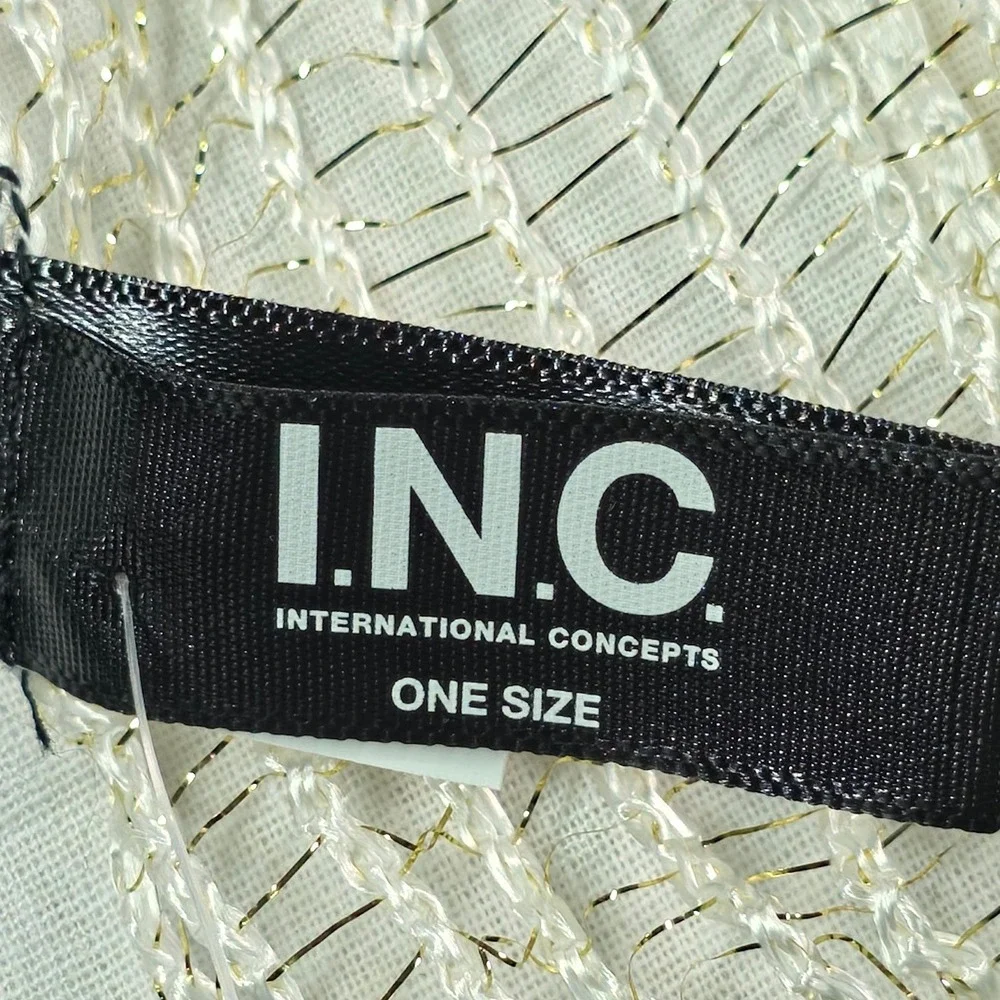 INC International Concepts Womens Wrap Scarf OS Winter Metallic Mesh Fringe NWT